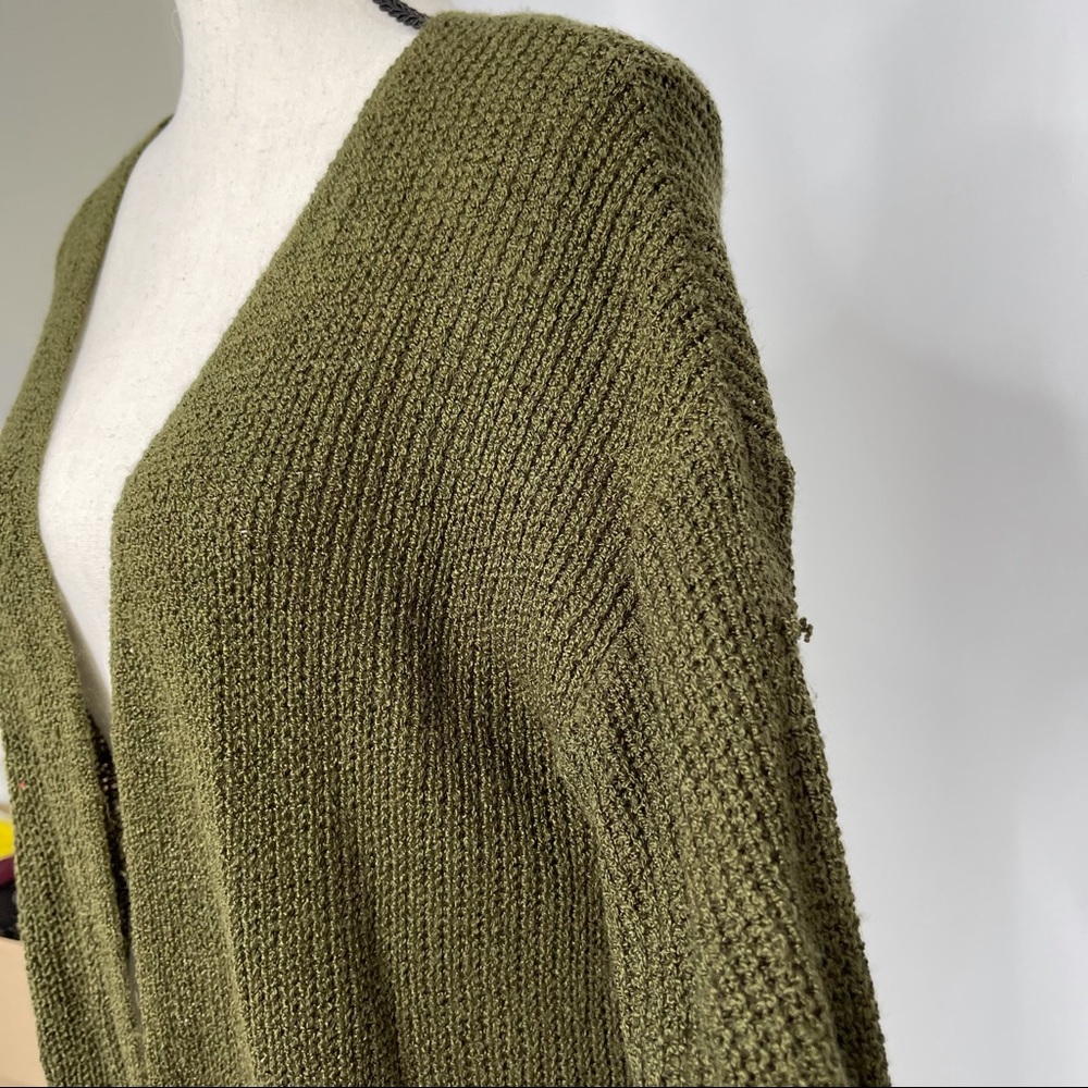 Olive Knitted Cardigan Sweater Size Small - Picture 4 of 6